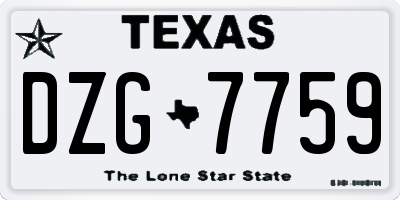 TX license plate DZG7759
