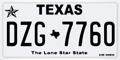 TX license plate DZG7760