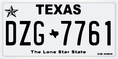 TX license plate DZG7761