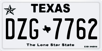 TX license plate DZG7762