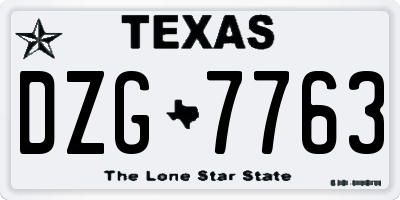 TX license plate DZG7763