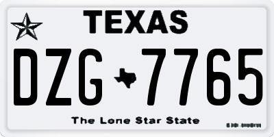 TX license plate DZG7765