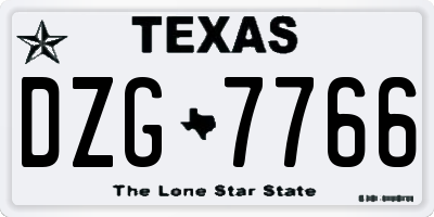 TX license plate DZG7766