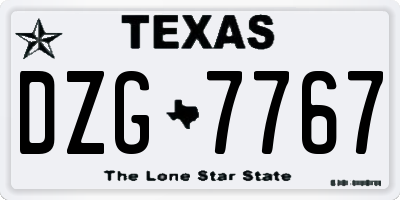 TX license plate DZG7767