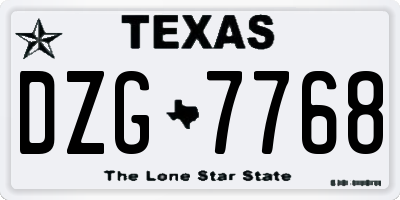 TX license plate DZG7768