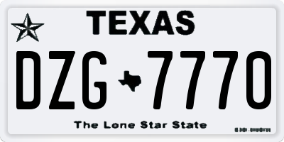 TX license plate DZG7770