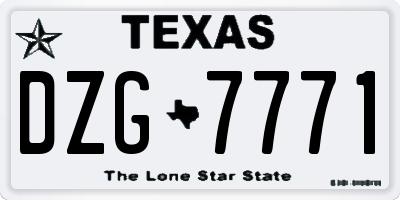 TX license plate DZG7771