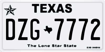 TX license plate DZG7772