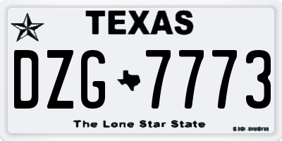 TX license plate DZG7773