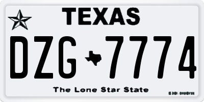 TX license plate DZG7774