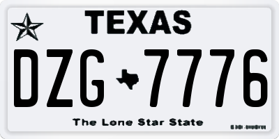 TX license plate DZG7776