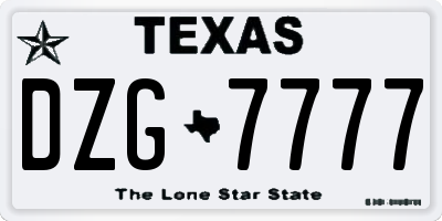 TX license plate DZG7777