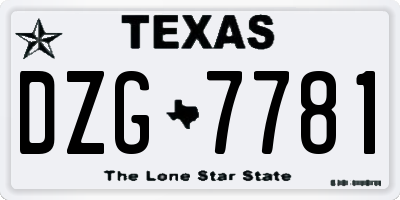 TX license plate DZG7781