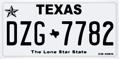TX license plate DZG7782