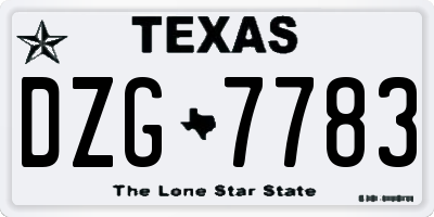 TX license plate DZG7783