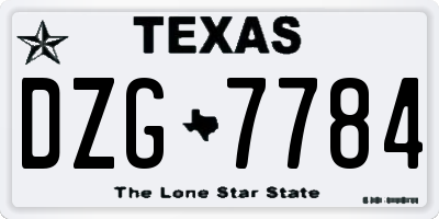 TX license plate DZG7784