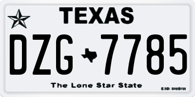 TX license plate DZG7785