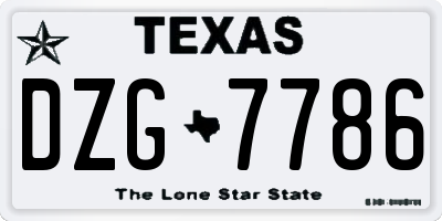 TX license plate DZG7786
