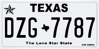 TX license plate DZG7787