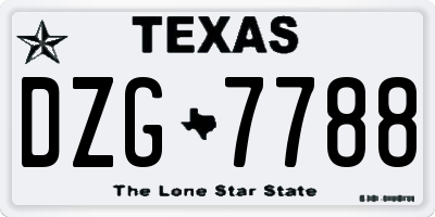 TX license plate DZG7788
