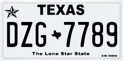 TX license plate DZG7789