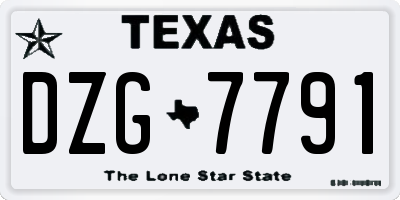 TX license plate DZG7791