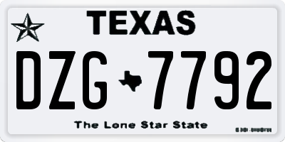 TX license plate DZG7792