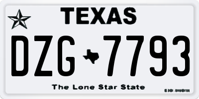 TX license plate DZG7793