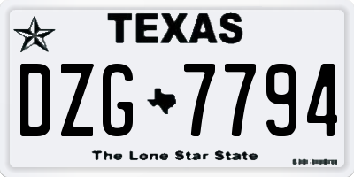 TX license plate DZG7794