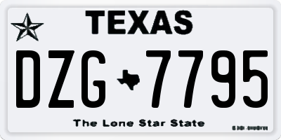 TX license plate DZG7795