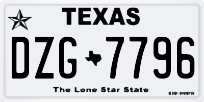 TX license plate DZG7796