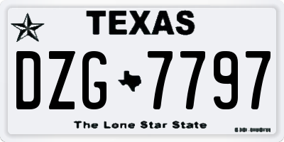 TX license plate DZG7797