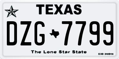 TX license plate DZG7799
