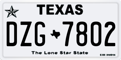 TX license plate DZG7802