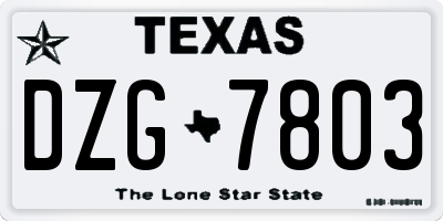 TX license plate DZG7803