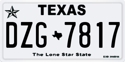 TX license plate DZG7817