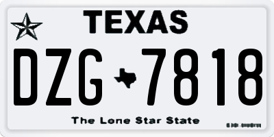 TX license plate DZG7818