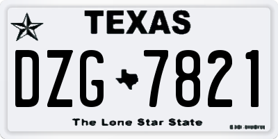 TX license plate DZG7821