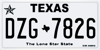 TX license plate DZG7826