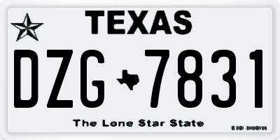 TX license plate DZG7831