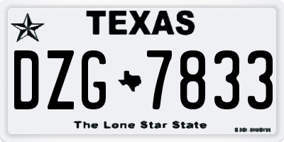 TX license plate DZG7833