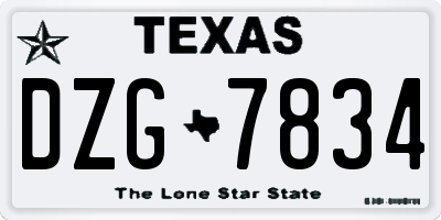 TX license plate DZG7834