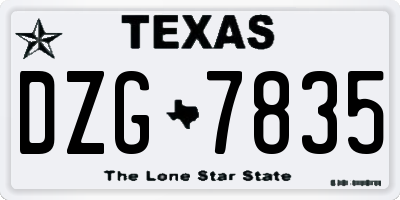 TX license plate DZG7835