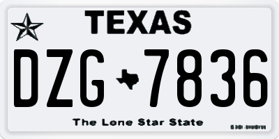 TX license plate DZG7836