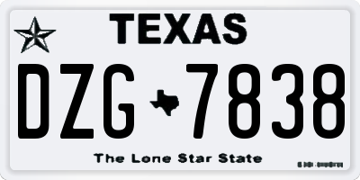 TX license plate DZG7838