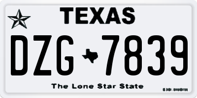 TX license plate DZG7839