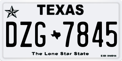 TX license plate DZG7845