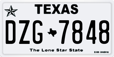 TX license plate DZG7848