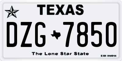 TX license plate DZG7850