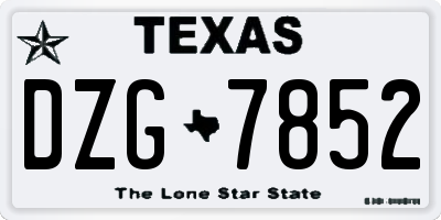 TX license plate DZG7852